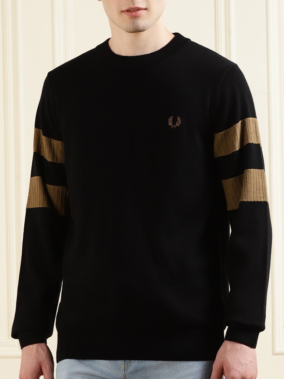 

Fred Perry Men Black Striped Pullover