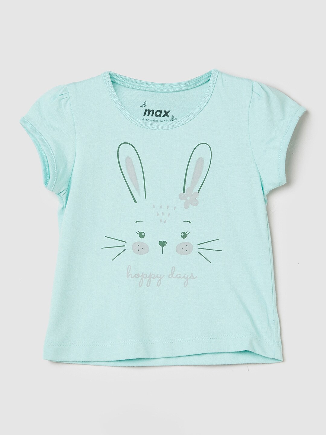 

max Girls Blue Graphic Print Pure Cotton Top