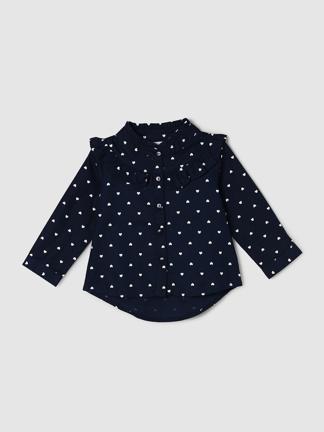 

max Girls Navy Blue Geometric Print Top