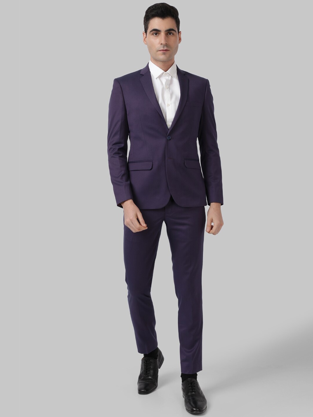 

Park Avenue Men Dark Violet Solid Single-Breasted Two-Piece Formal Suit