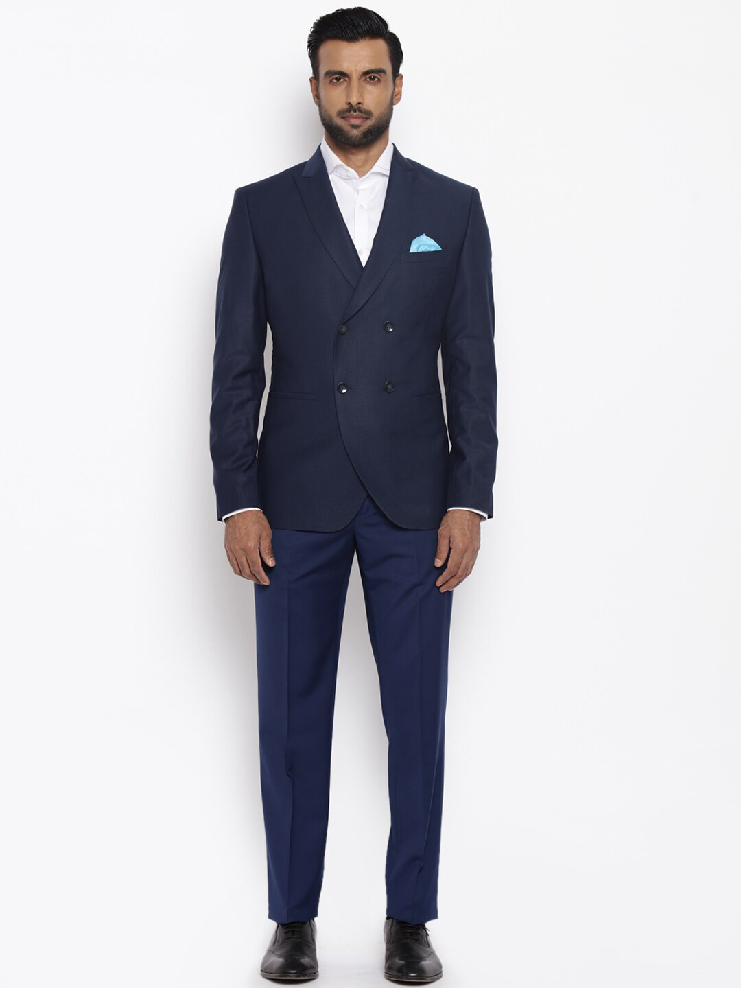 

Park Avenue Men Blue Solid Slim-Fit Single-Breasted Two-Piece Formal Suit