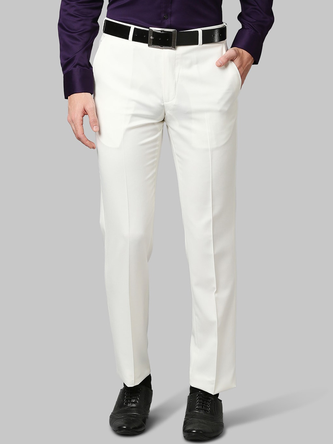 

Park Avenue Men White Regular Fit Formal Trousers