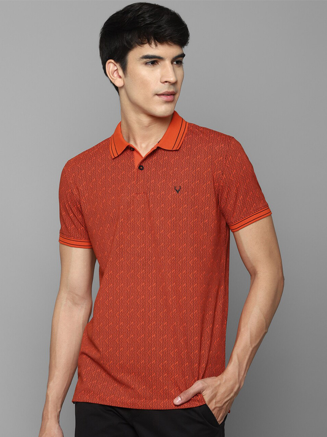 

Allen Solly Men Orange Printed Polo Collar T-shirt