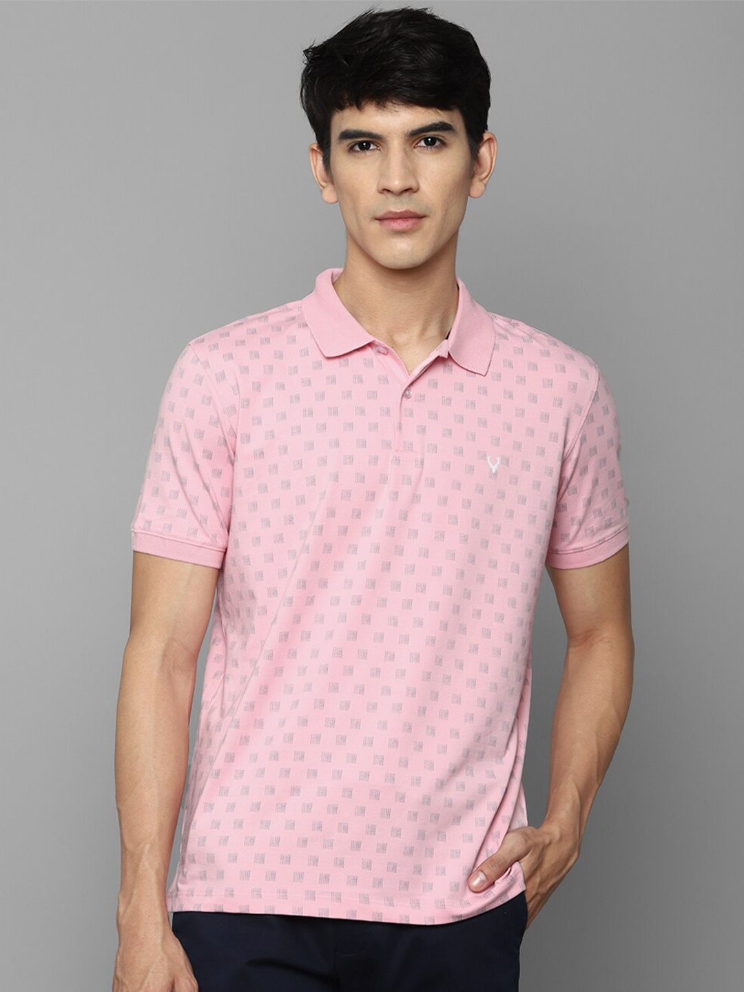 

Allen Solly Men Pink Printed Polo Collar Cotton T-shirt