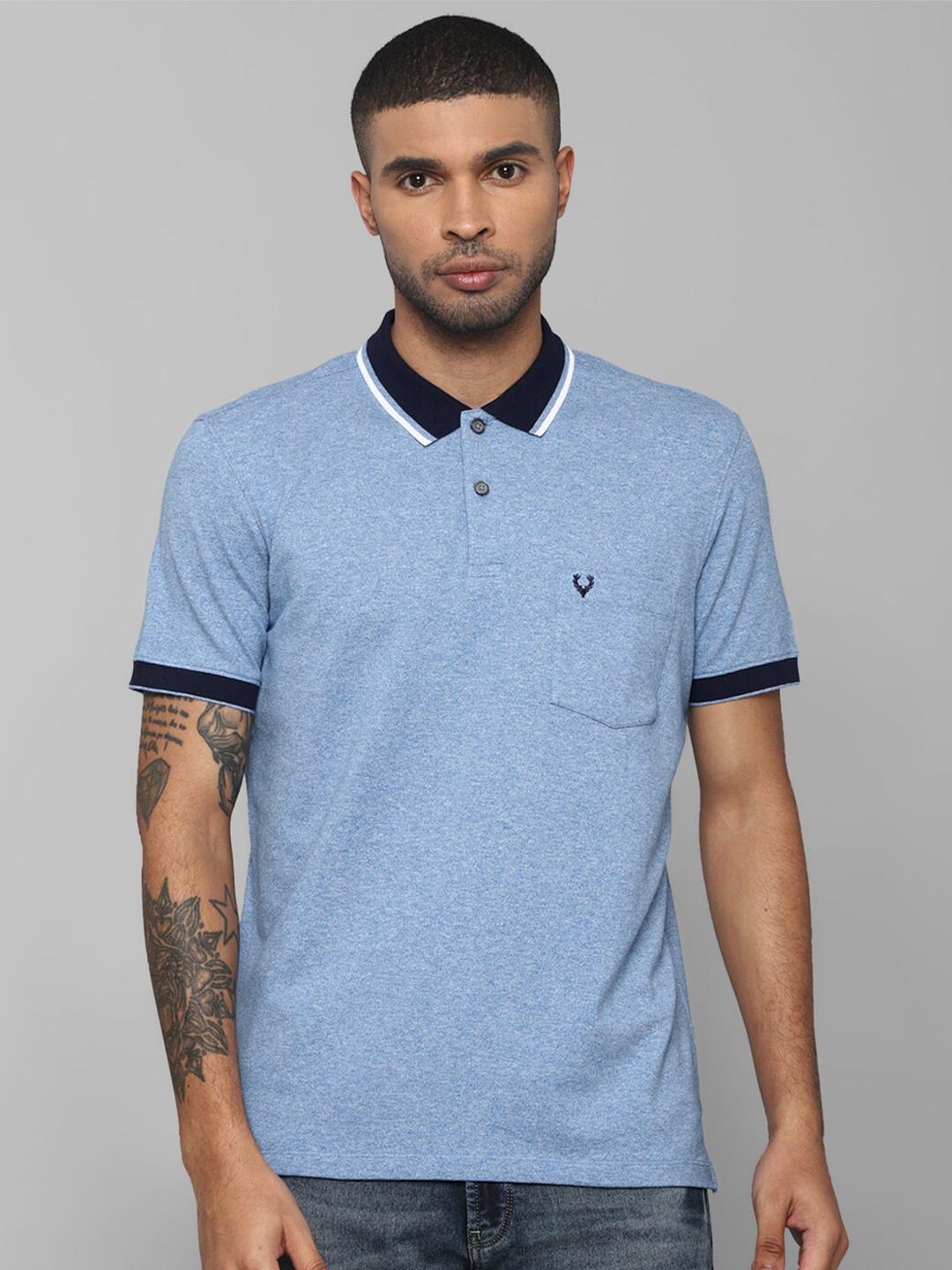 

Allen Solly Men Blue Polo Collar Cotton T-shirt