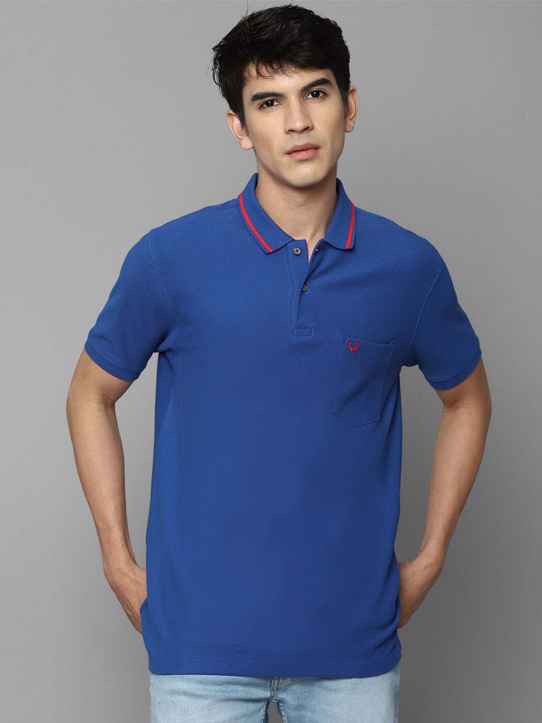 

Allen Solly Men Blue Polo Collar Pure Cotton T-shirt