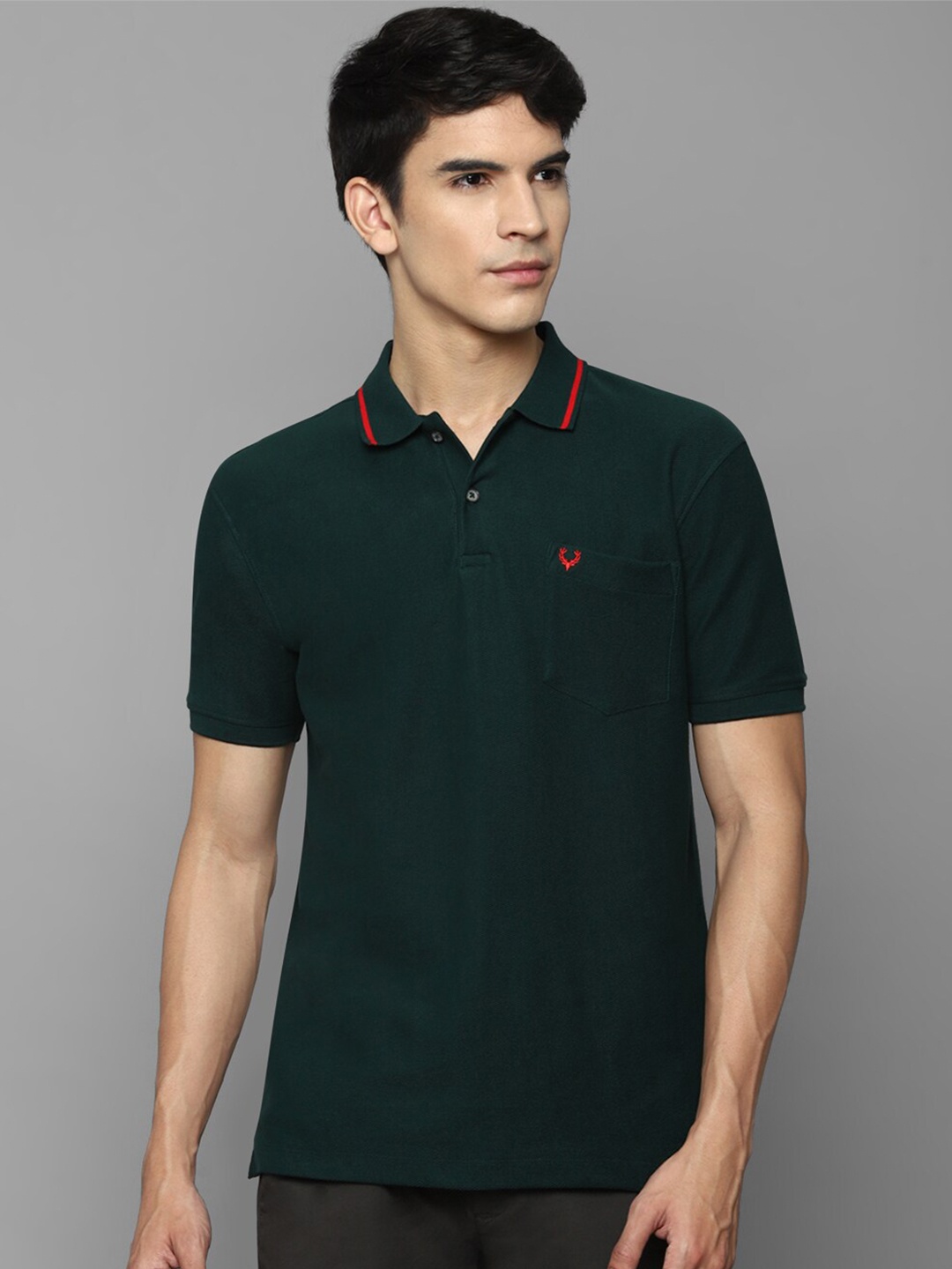 

Allen Solly Men Green & Red Polo Collar T-shirt