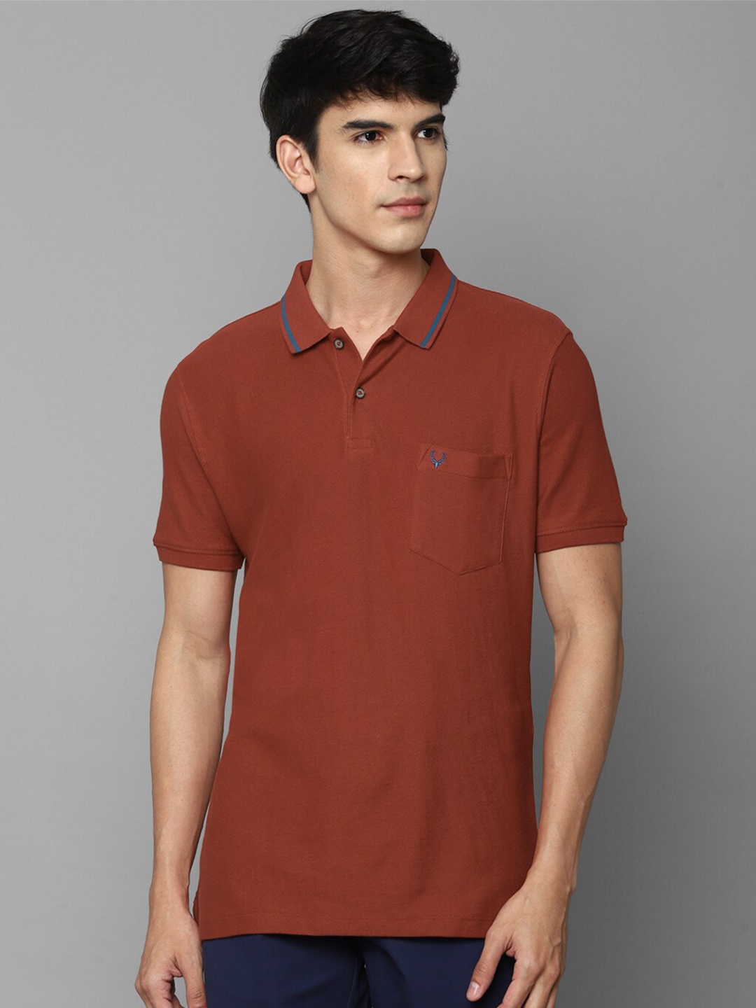 

Allen Solly Men Red Solid Polo Collar Pure Cotton T-shirt