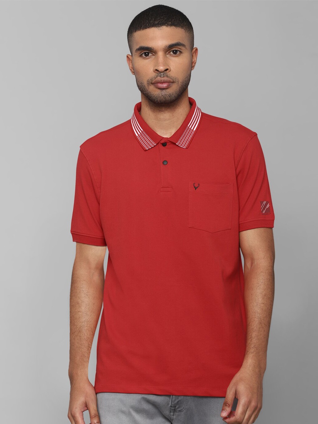 

Allen Solly Men Red Polo Collar Cotton T-shirt