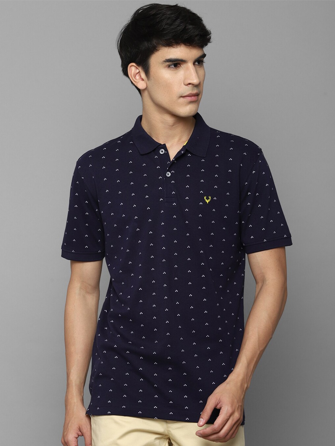 

Allen Solly Men Navy Blue Printed Polo Collar T-shirt