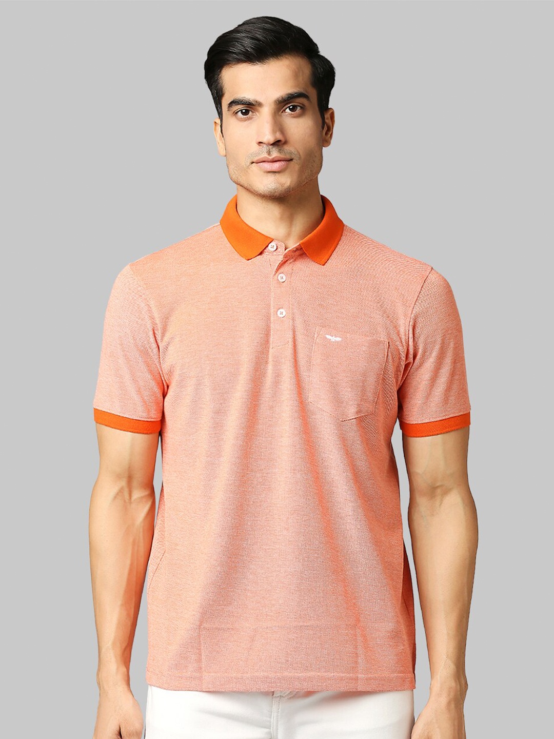 

Park Avenue Men Orange Polo Collar Slim Fit T-shirt