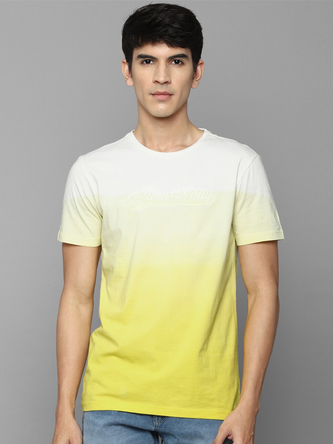 

Allen Solly Sport Men Yellow & White Printed Pure Cotton Slim Fit T-shirt