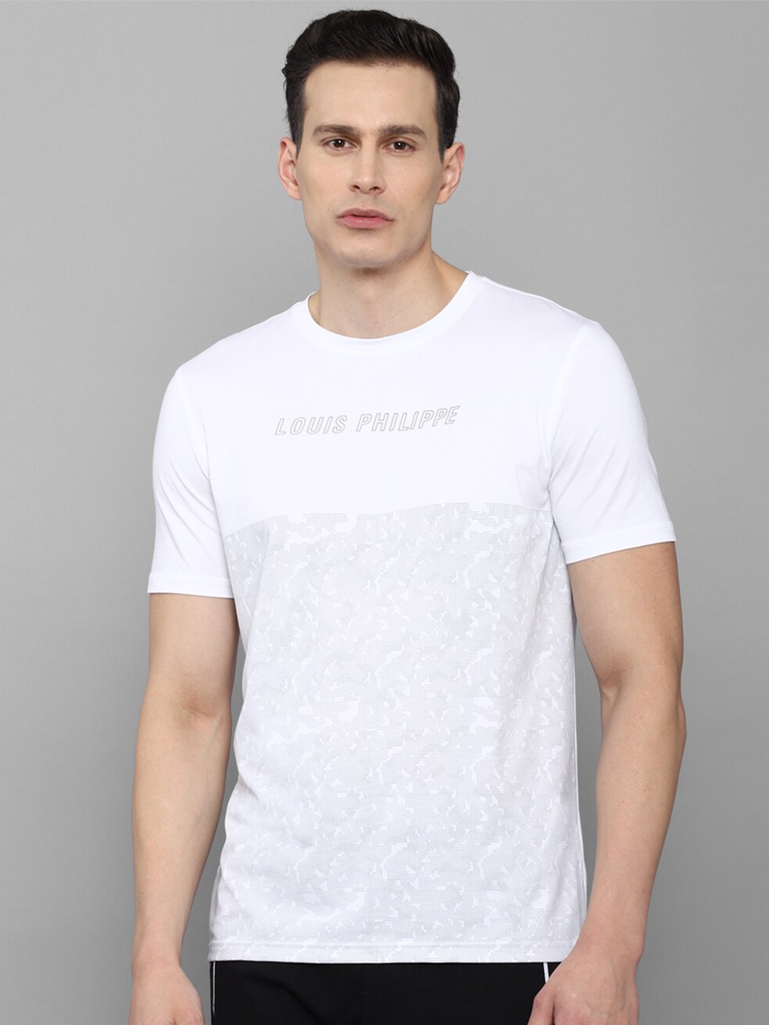 

Louis Philippe Men White Typography Printed Slim Fit T-shirt