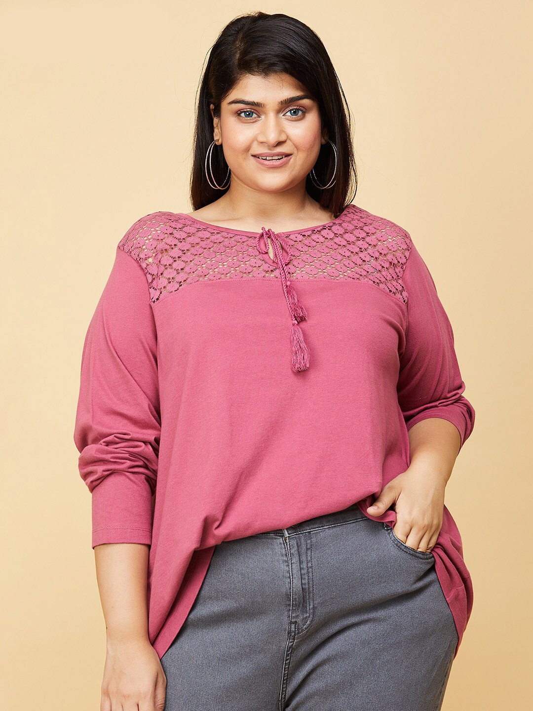 

max Mauve Tie-Up Neck Top