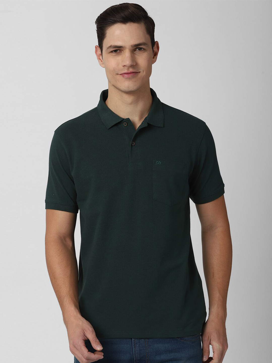 

Peter England Casuals Men Olive Green Polo Collar T-shirt