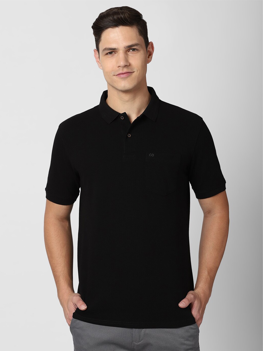 

Peter England Casuals Men Black Polo Collar T-shirt