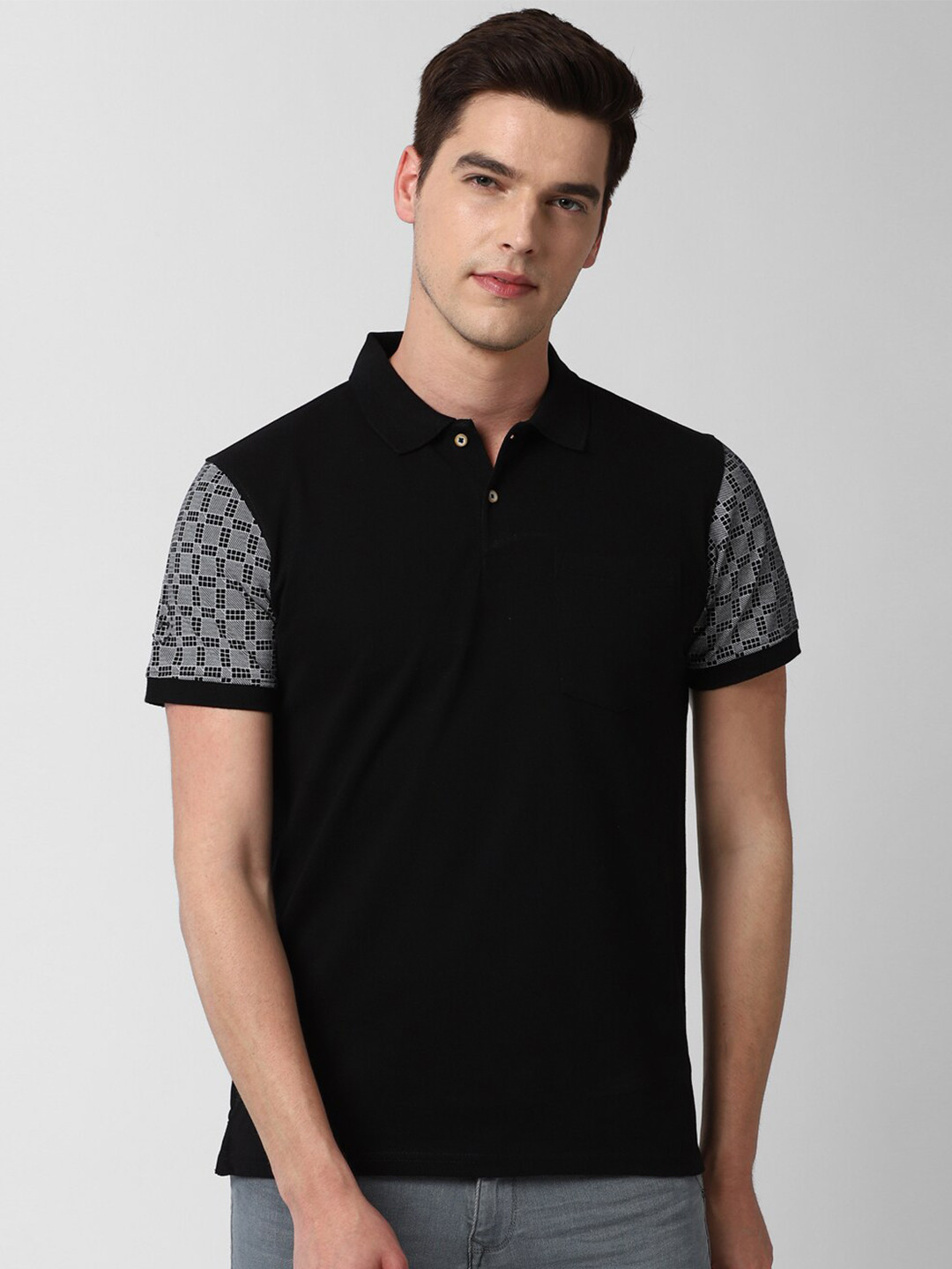 

Peter England Casuals Men Black Polo Collar Slim Fit T-shirt