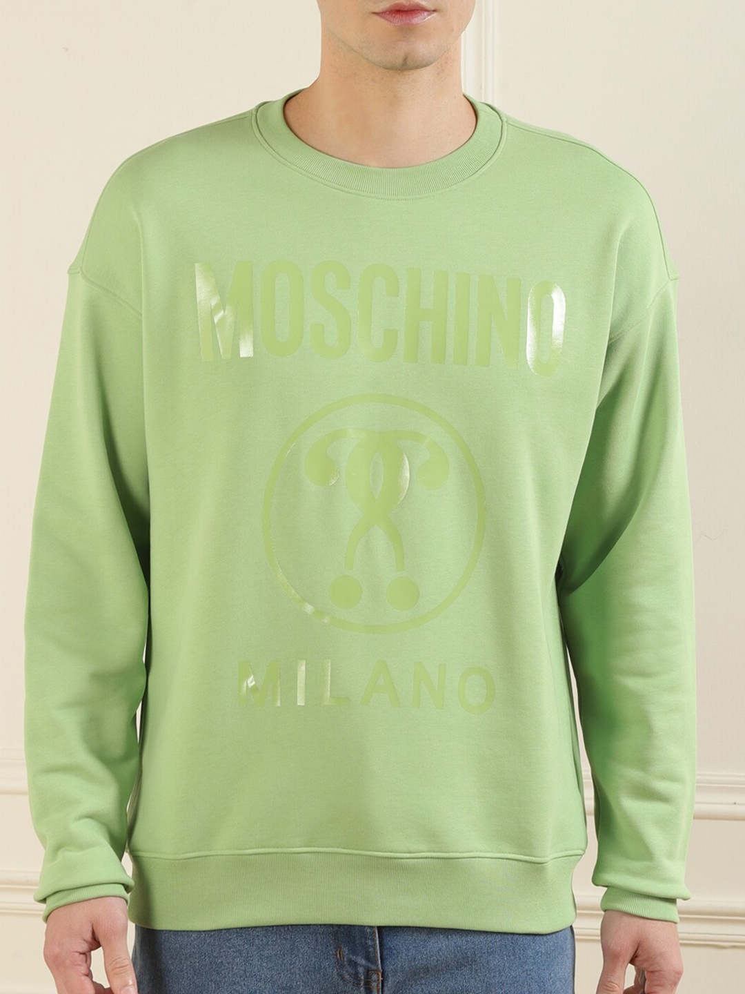 

MOSCHINO COUTURE Men Green Printed Cotton Sweatshirt