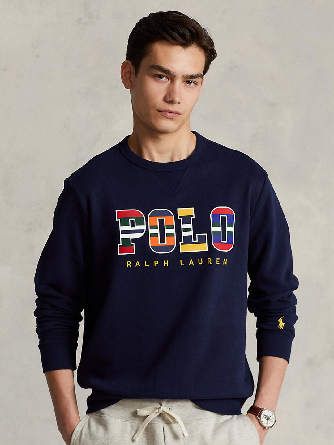 

Polo Ralph Lauren Men Navy Blue & White Printed Sweatshirts