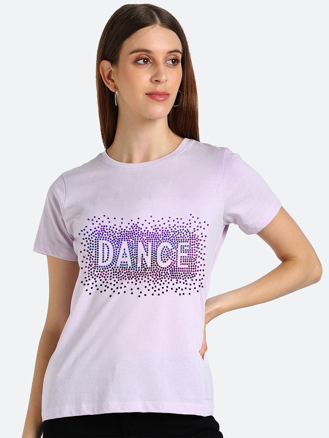 

shashvi Women Purple Typography Printed T-shirt