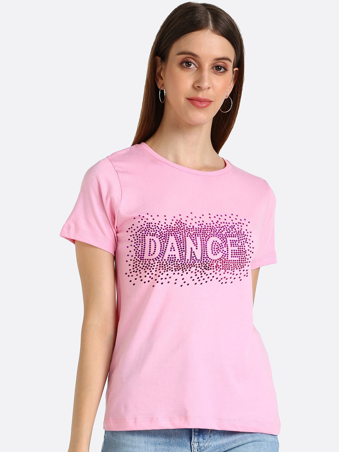 

shashvi Women Pink Typography T-shirt