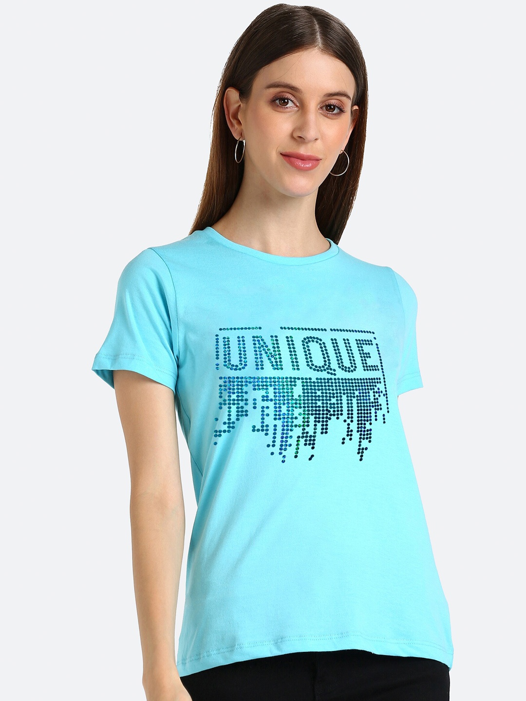 

shashvi Women Blue Embellished T-shirt