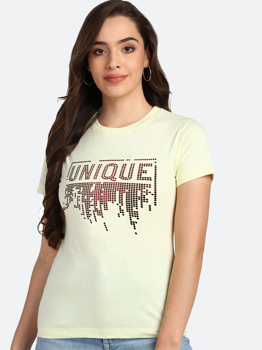

shashvi Women Yellow Embellished T-shirt
