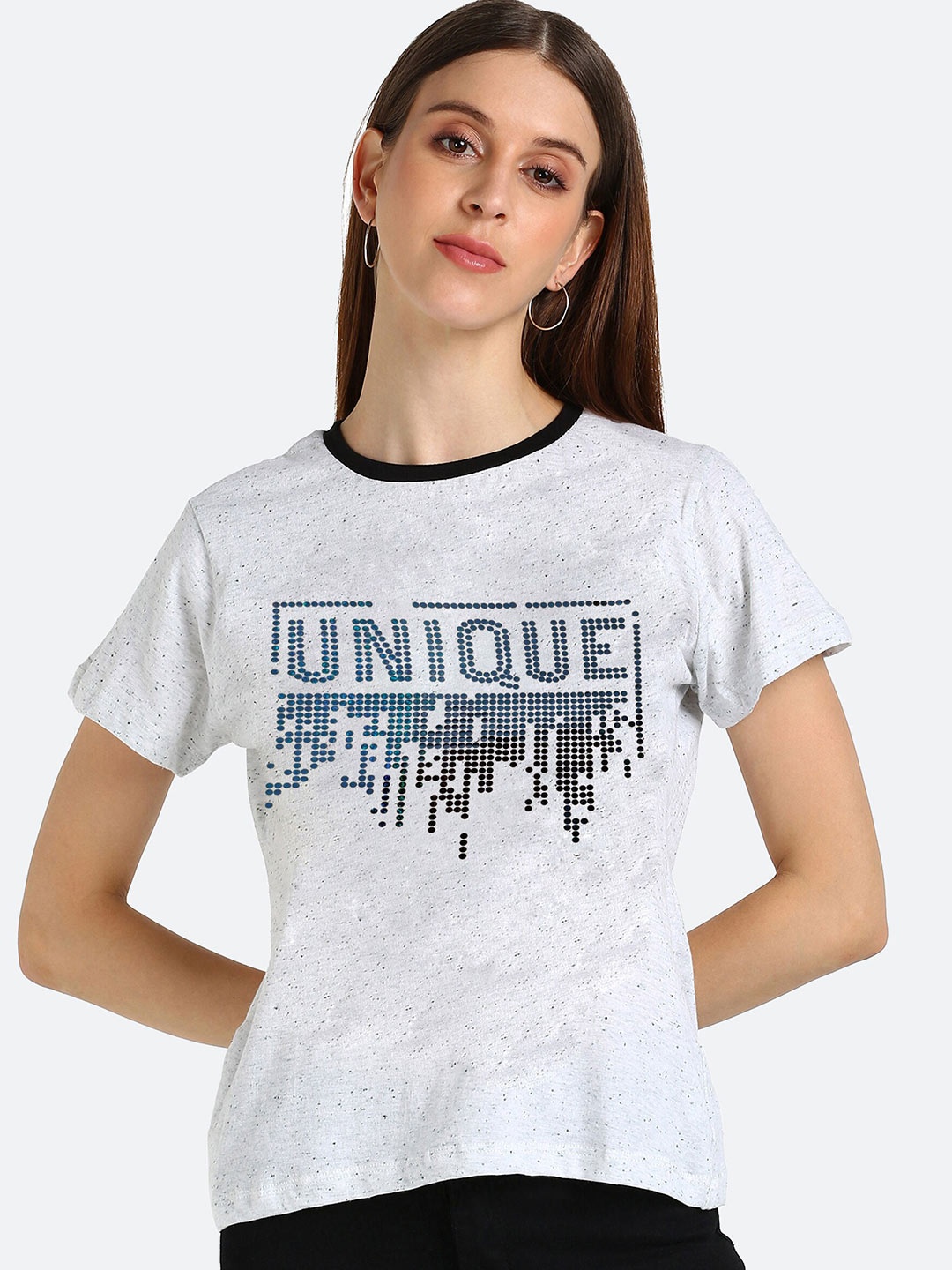 

shashvi Women White Typography Printed T-shirt