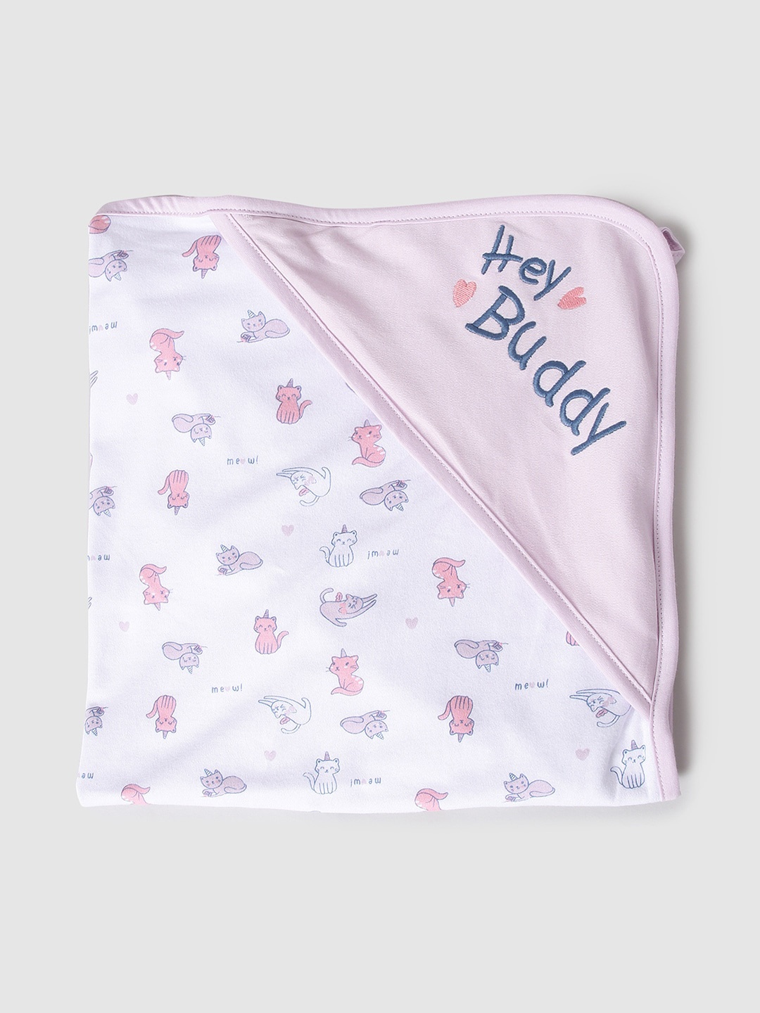 

max White & Pink Printed Cotton Swaddle