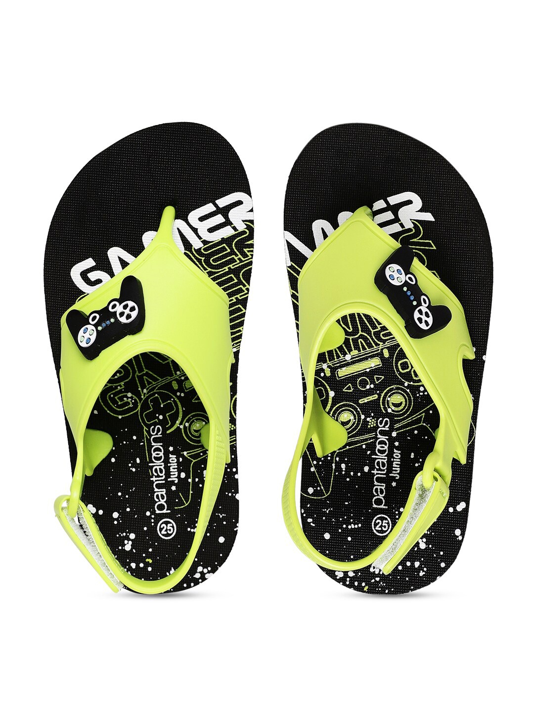 

Pantaloons Junior Boys Yellow & Black Printed Thong Flip-Flops