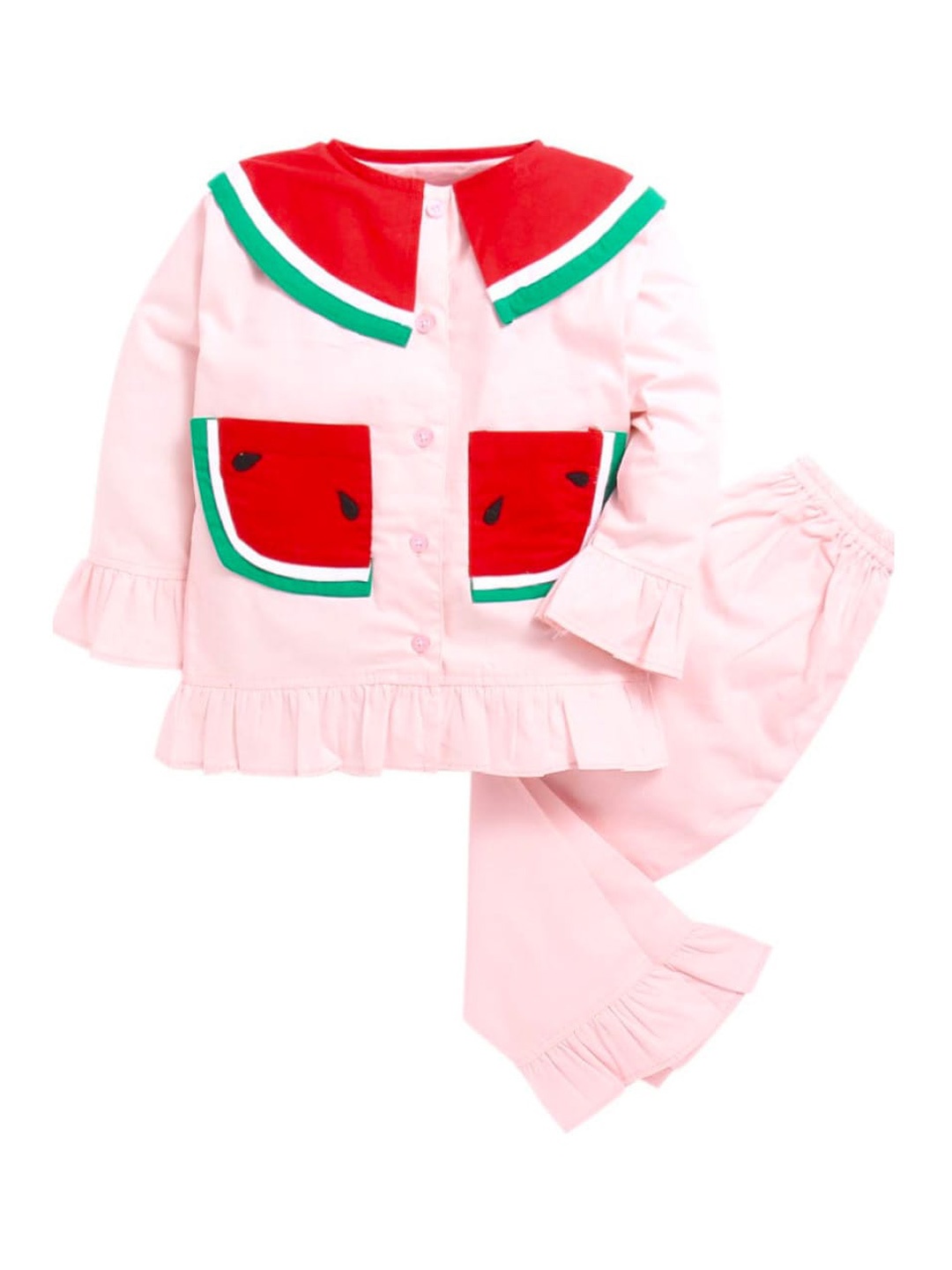 

Kids Clan Unisex Kids Rose & Red Printed Cotton Night suit