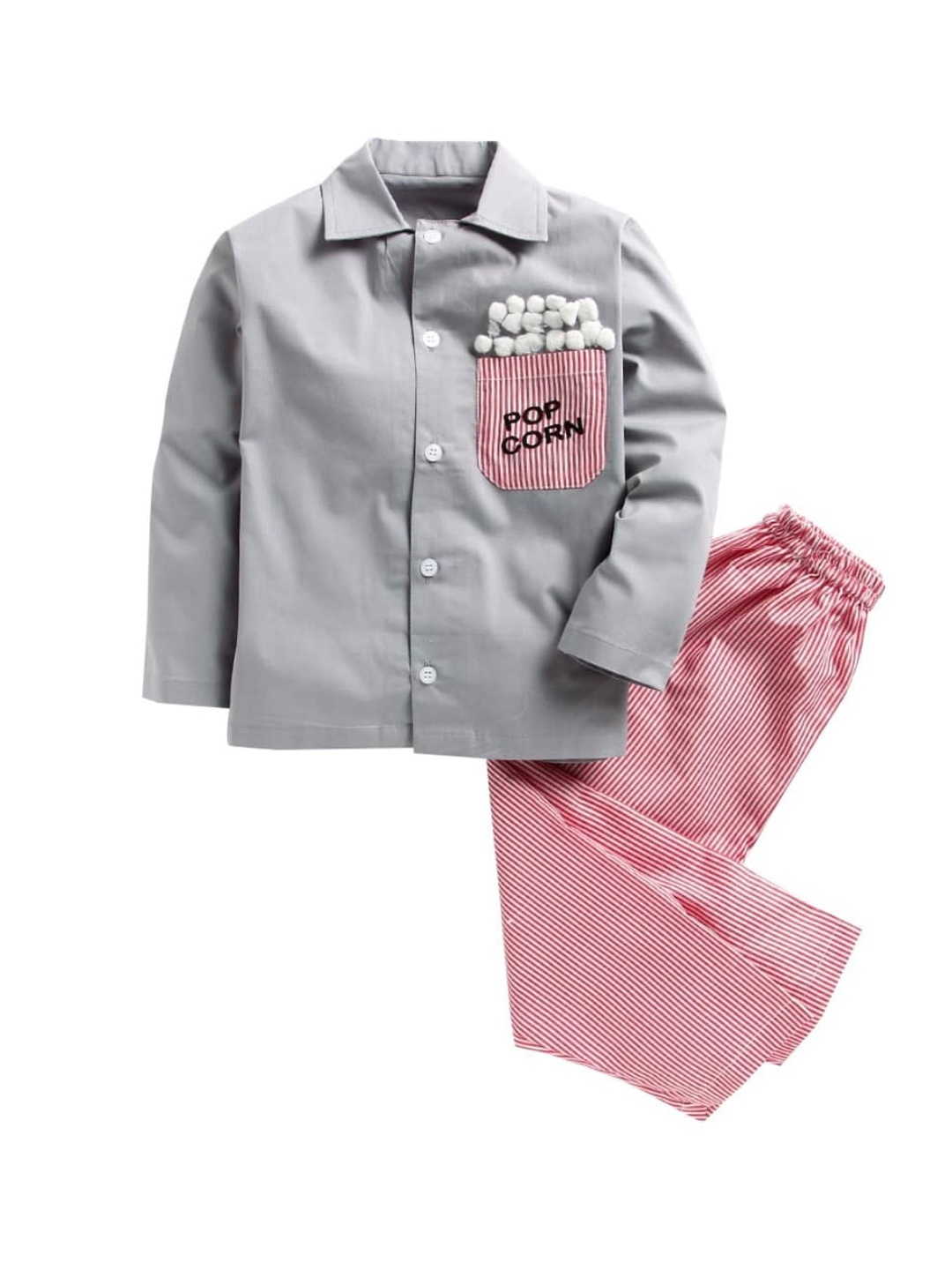 

Kids Clan Unisex Kids Grey & Pink Printed Night suit