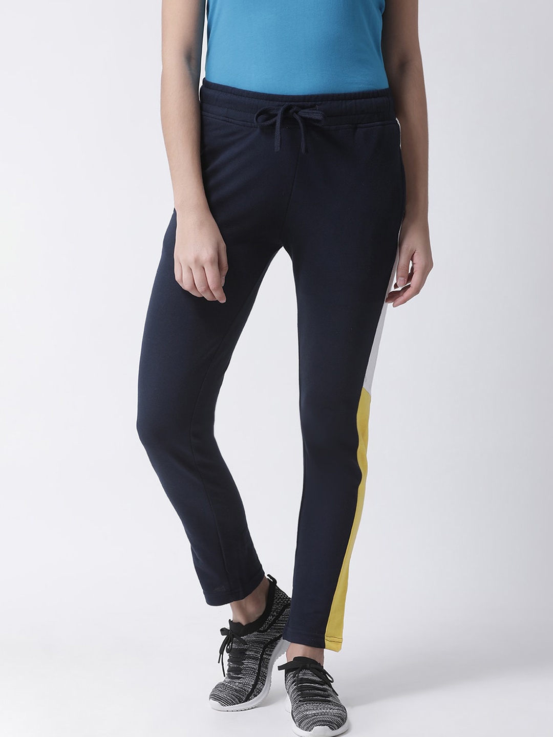 

Club York Women Navy Blue & White Graphic Printed Joggers