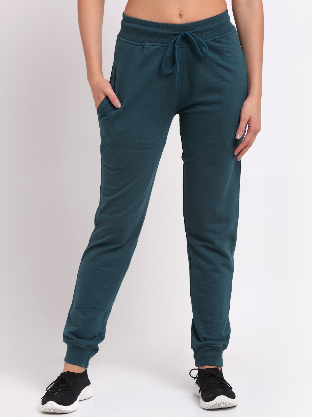 

Club York Women Teal Green Solid Joggers