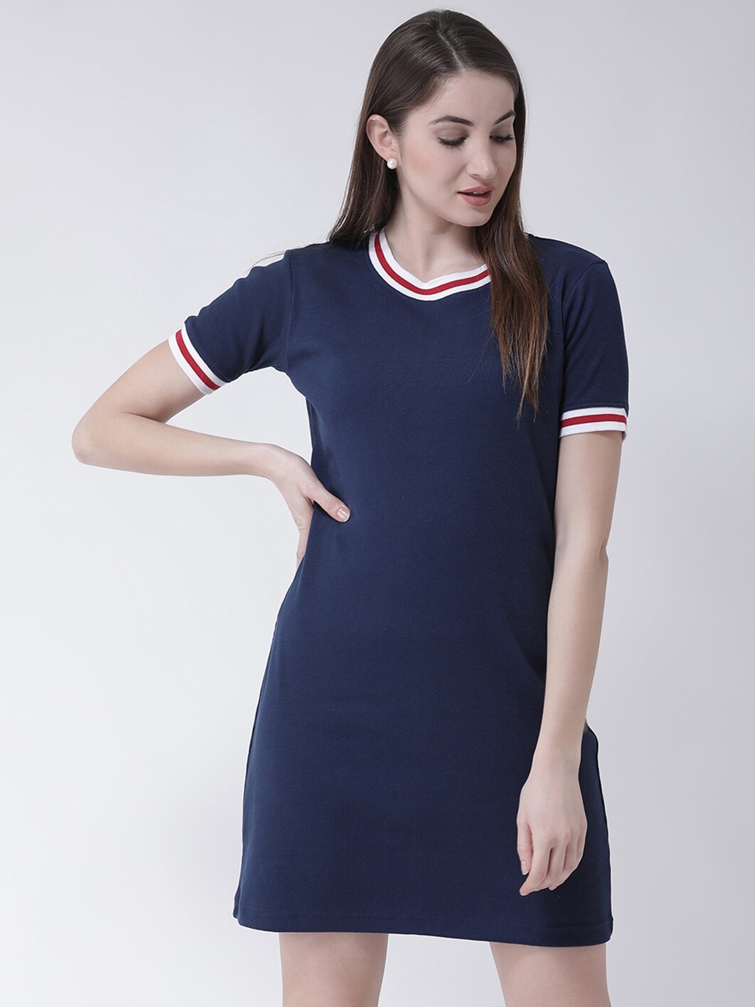 

Club York Navy Blue Solid T-shirt Dress