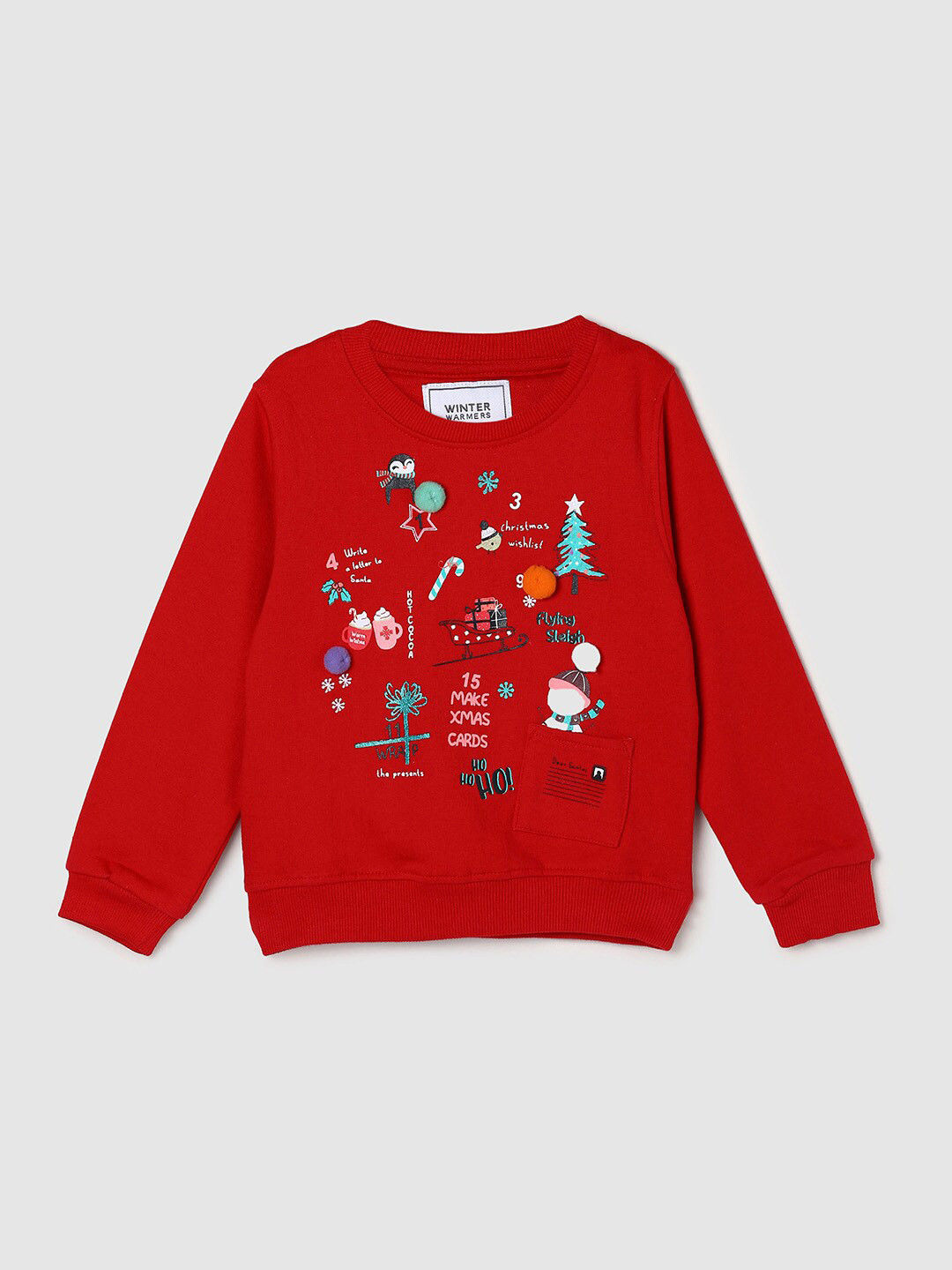 

max Girls Red Printed Sweatshirt