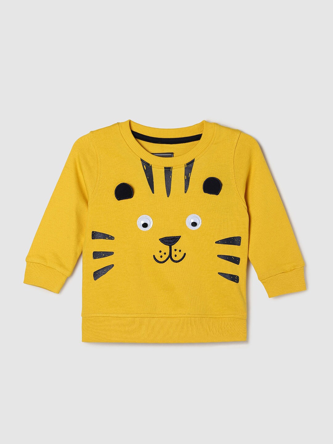

max Boys Mustard Printed Pure Cotton Sweatshirt