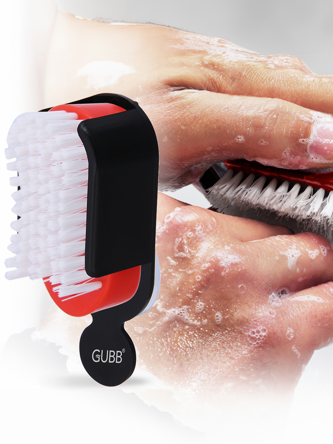 

GUBB Black Manicure Pedicure Nail Brush With Holder, Multi