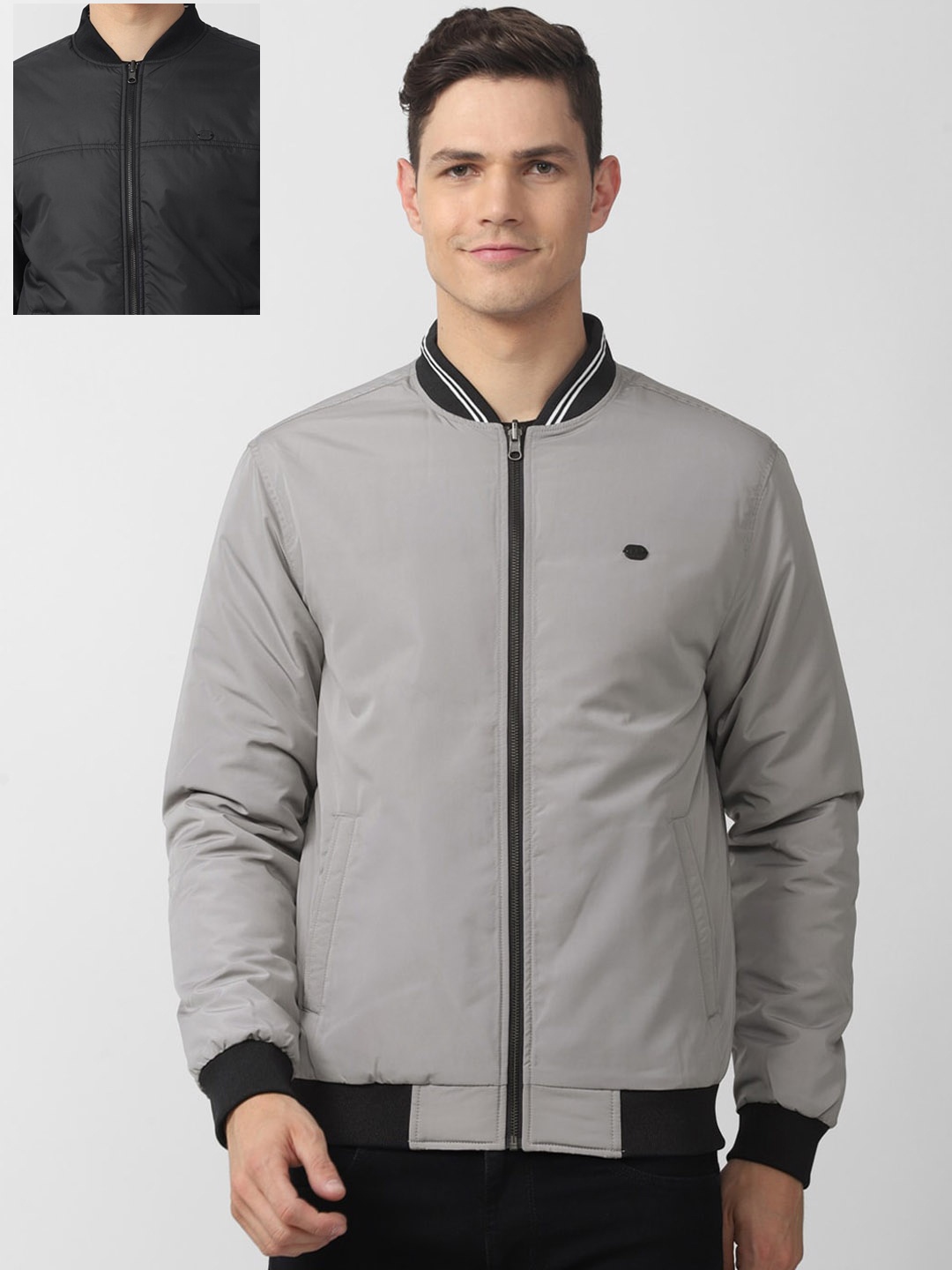 

Peter England Casuals Men Black Colourblocked Bomber Jacket