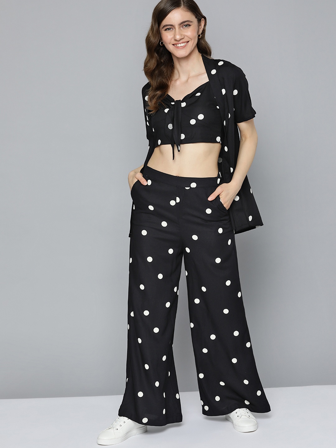 

Mast & Harbour Women Black Printed Top with Trousers