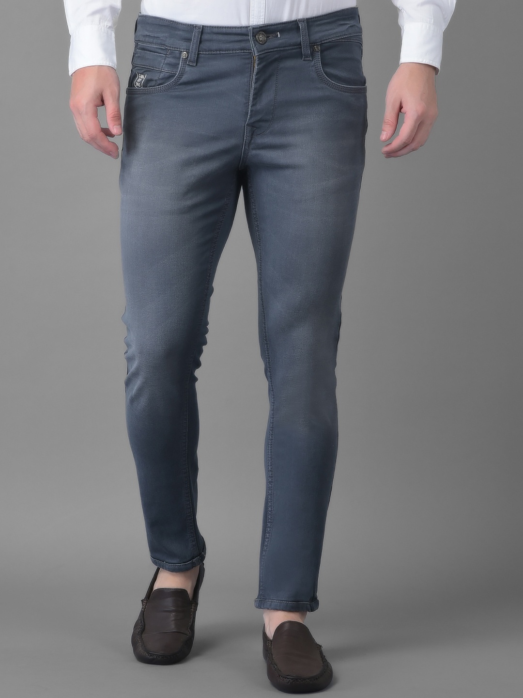 

Canary London Men Grey Smart Tapered Fit Low-Rise Printed Stretchable Jeans