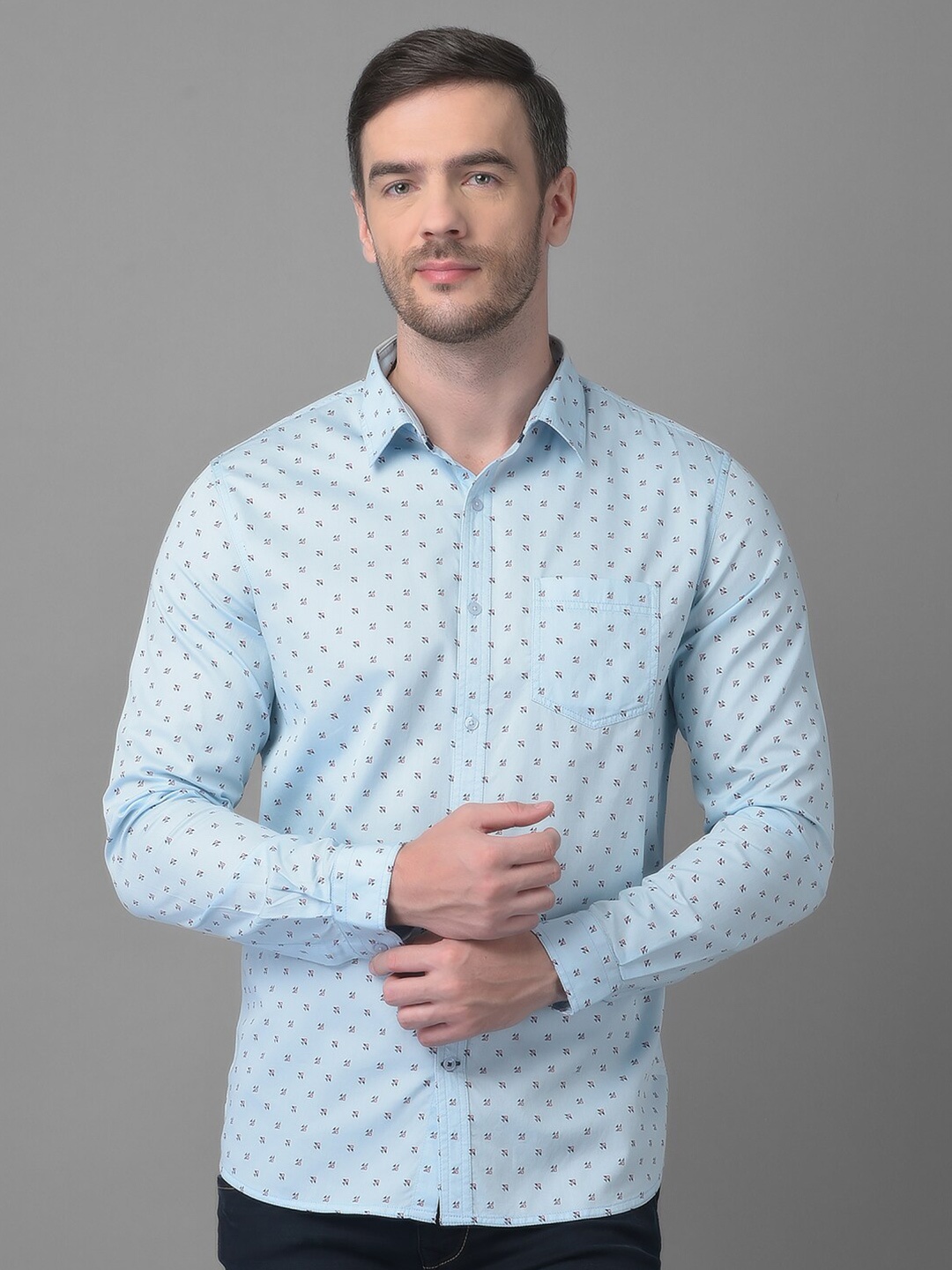 

Canary London Men Blue Smart Slim Fit Printed Casual Shirt