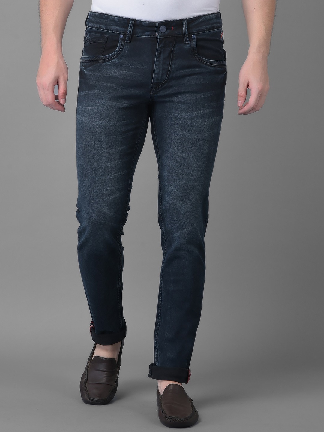 

Canary London Men Blue Smart Skinny Fit Low-Rise Light Fade Printed Stretchable Jeans