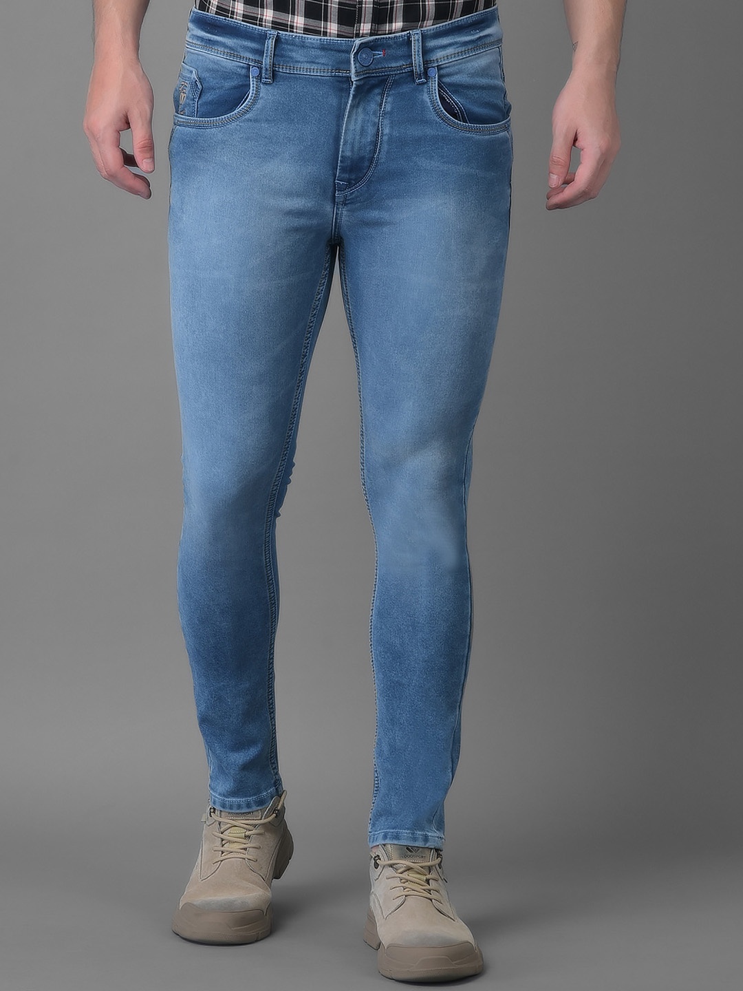 

Canary London Men Blue Smart Tapered Fit Low-Rise Heavy Fade Stretchable Jeans