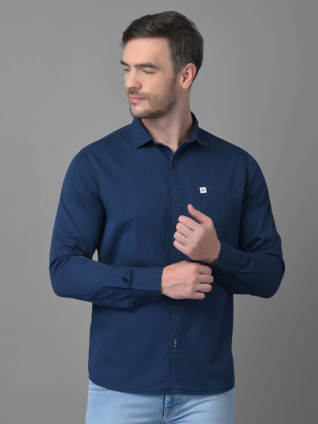 

Canary London Men Navy Blue Smart Slim Fit Casual Shirt