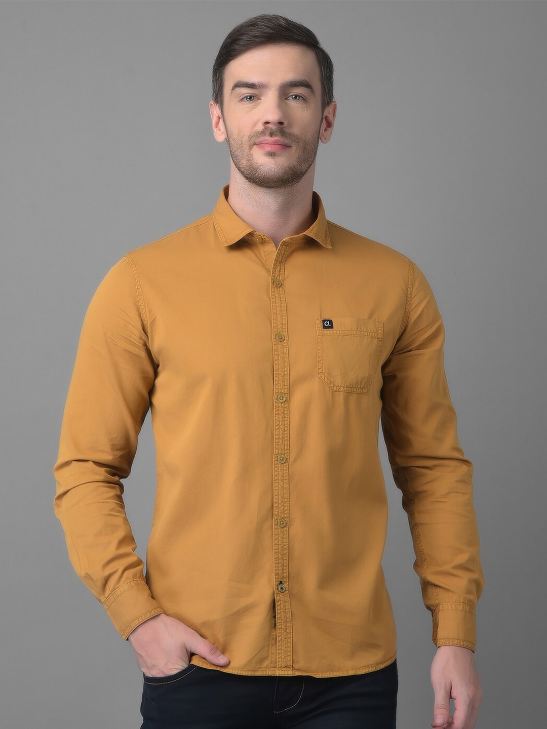 

Canary London Men Mustard Smart Slim Fit Casual Shirt