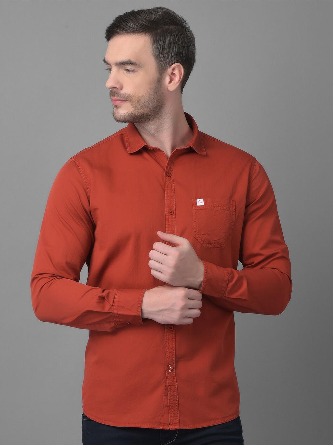 

Canary London Men Rust Smart Slim Fit Casual Shirt