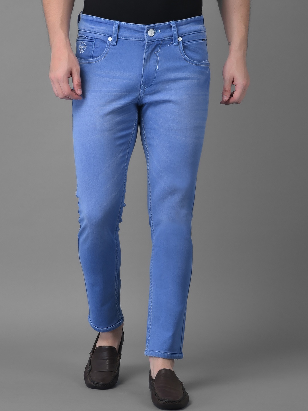 

Canary London Men Blue Smart Tapered Fit Low-Rise Printed Stretchable Jeans