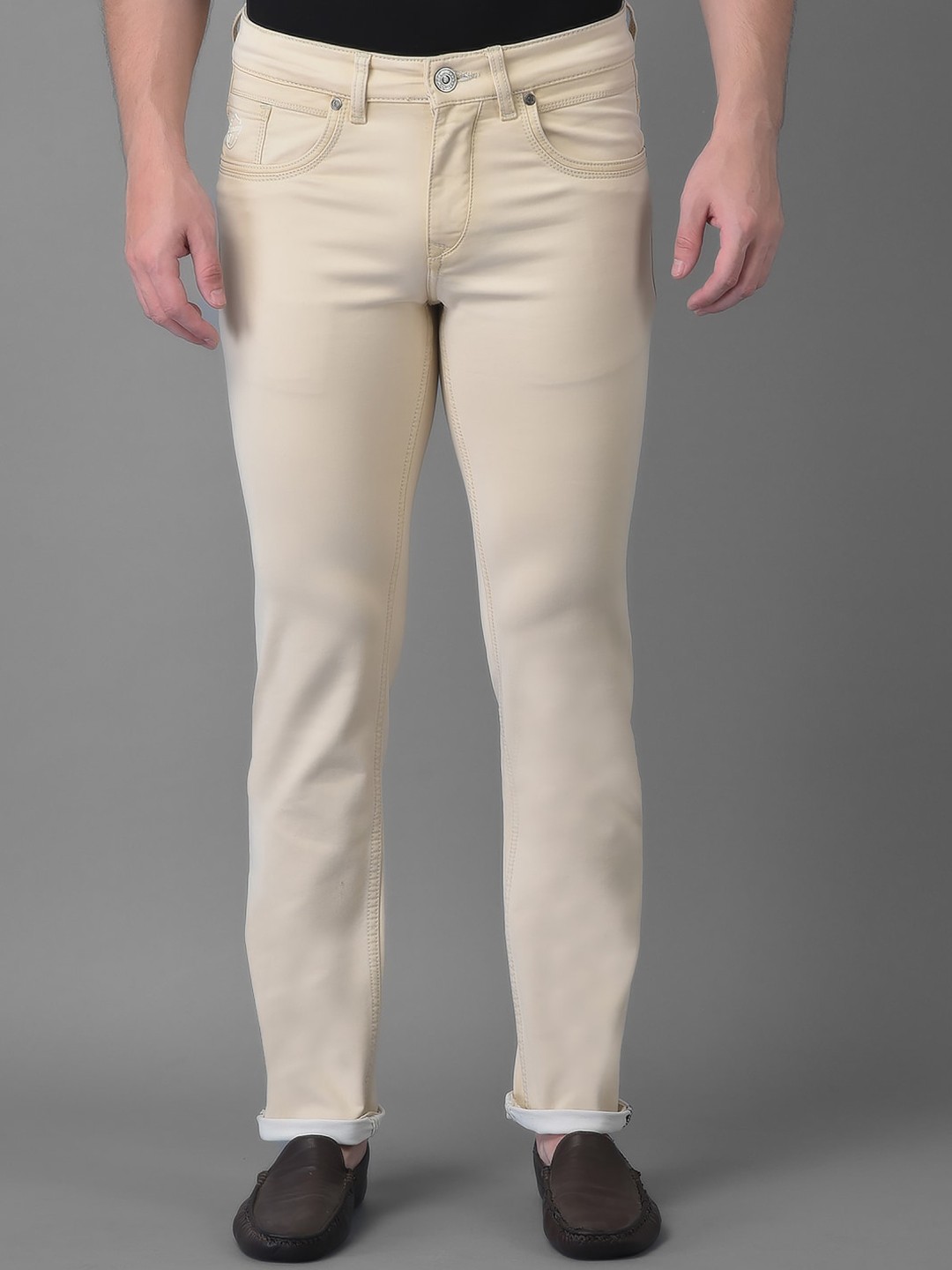 

Canary London Men Beige Smart Slim Fit Low-Rise Stretchable Jeans