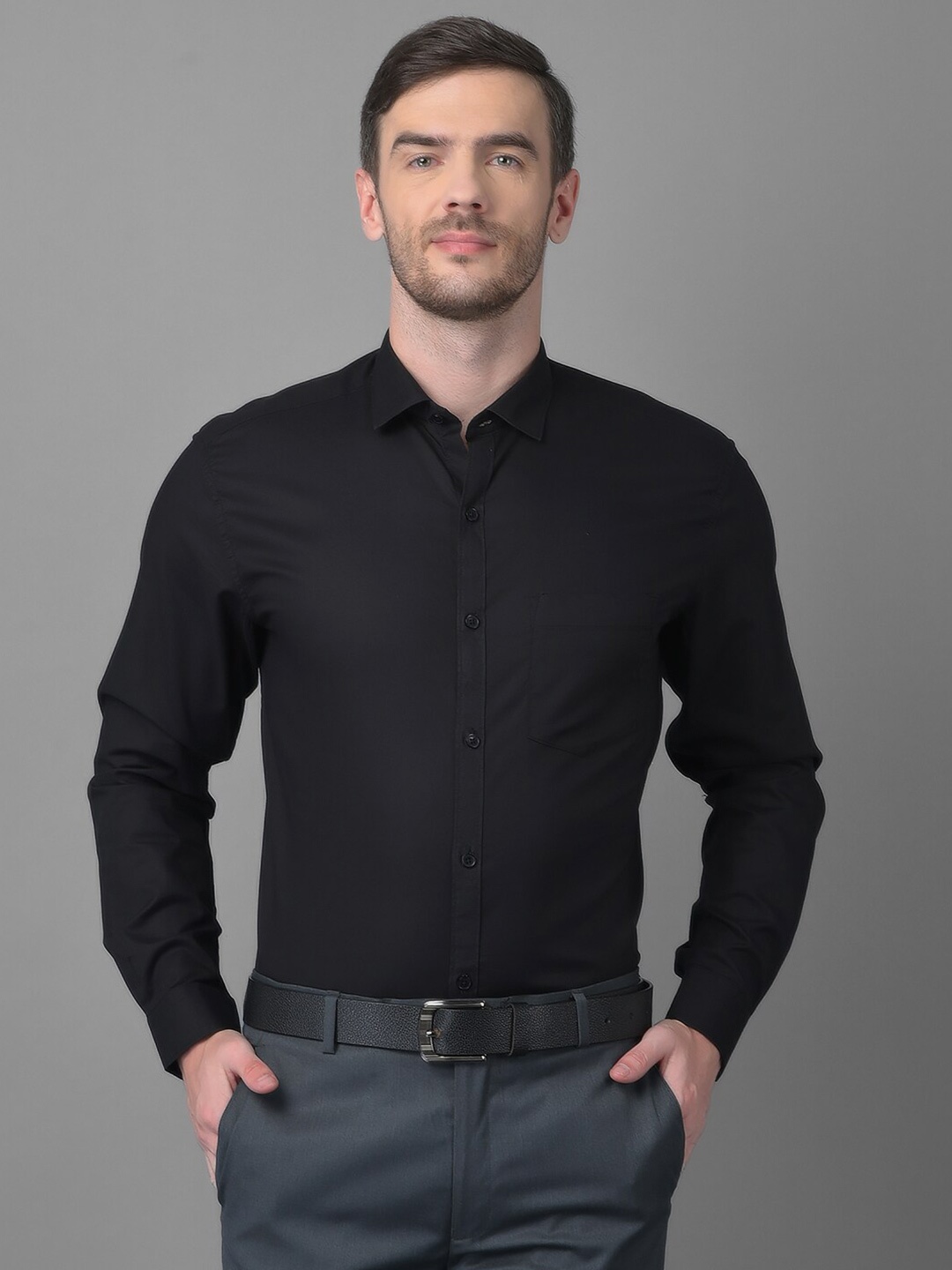 

Canary London Men Black Smart Formal Shirt